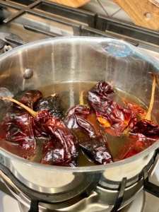 chiles simmering in water