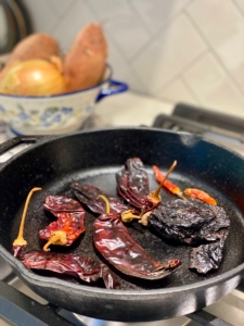 roasting chiles in cast iron