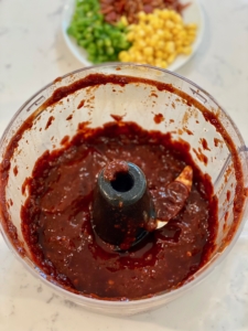 blended chiles in food processor