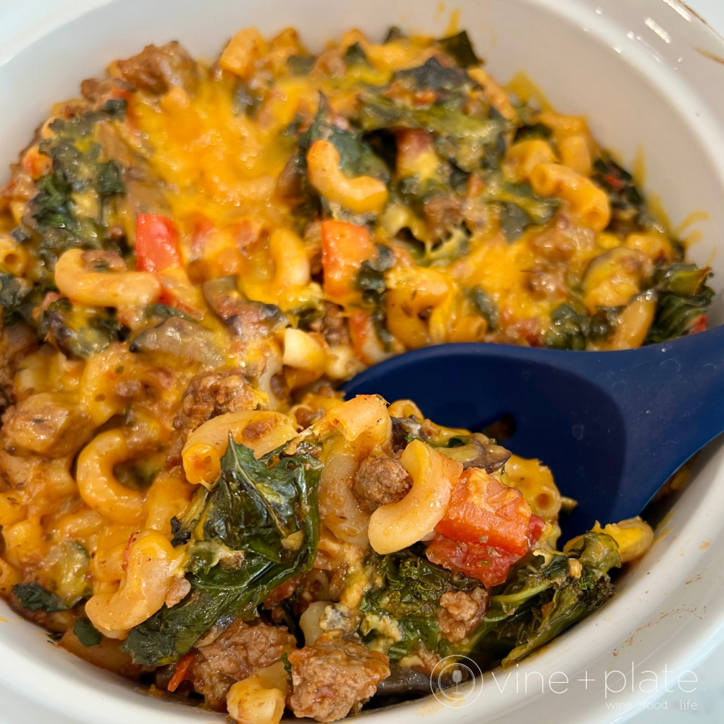 Beef and Kale Pasta Bake Vine + Plate